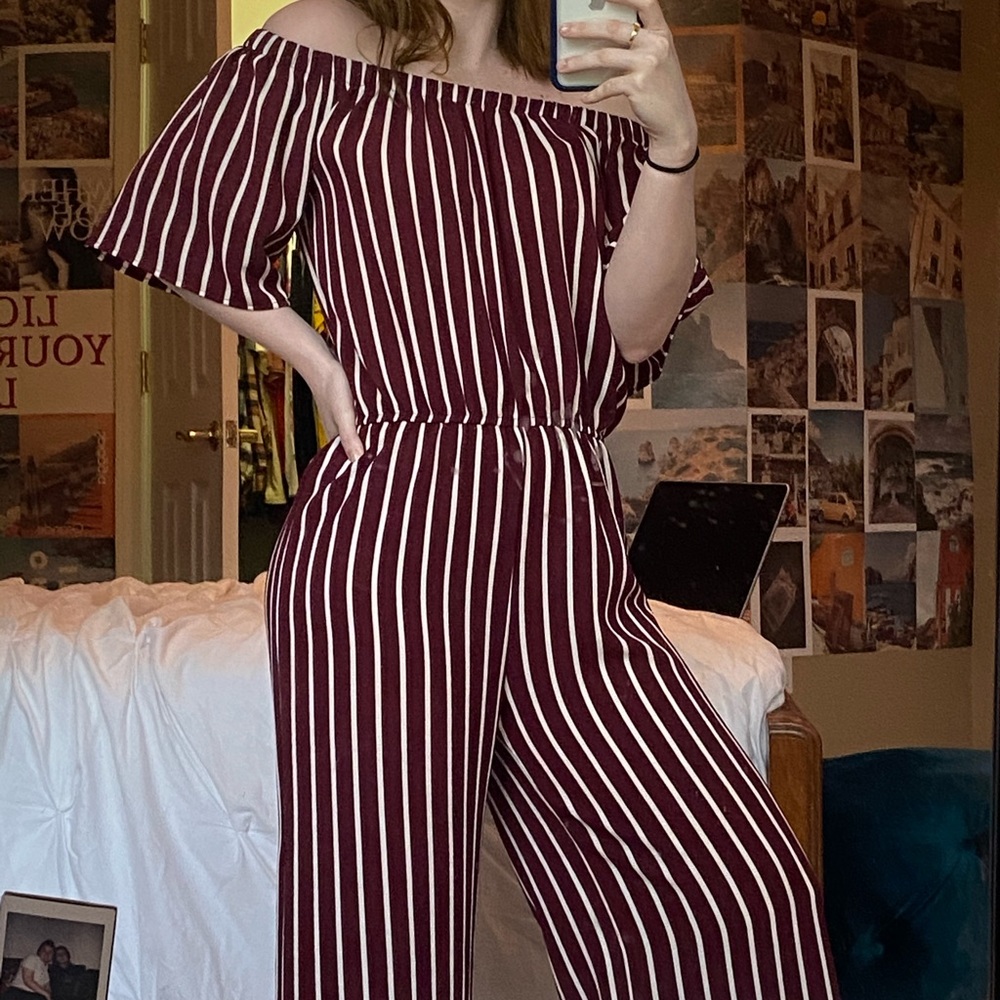 off-the-shoulder jumpsuit!